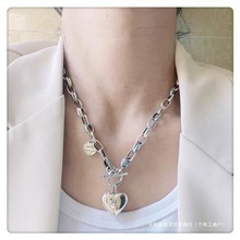 正宗韩国925纯银扣爱心重工项链复古个性潮牌进口粗链锁骨正品