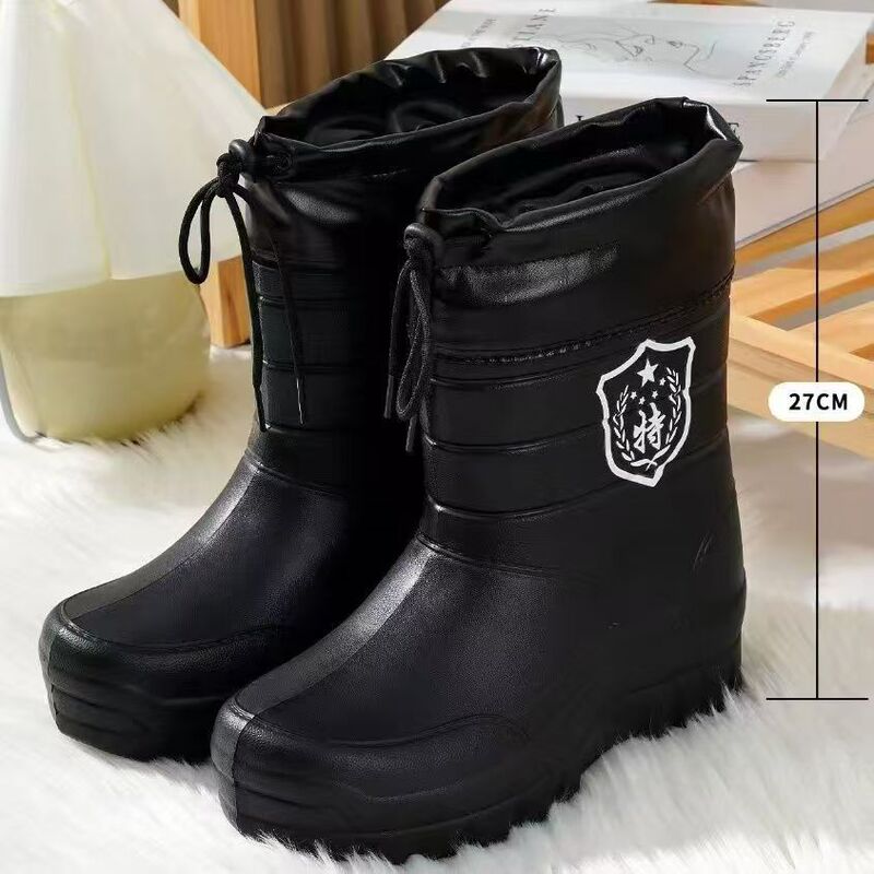 High Boots Waterproof Cotton Boots for Men and Women Snow Boots Thick Bottom Winter fleece-lined Rain Boots Kitchen Water Boots Foam Pedal