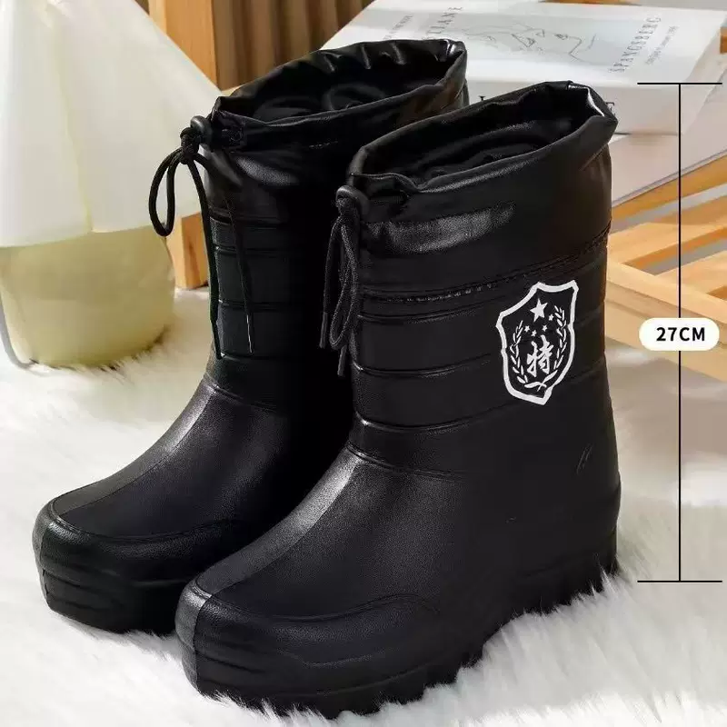 High platform boots, unisex, warm, black, sizes 41–45