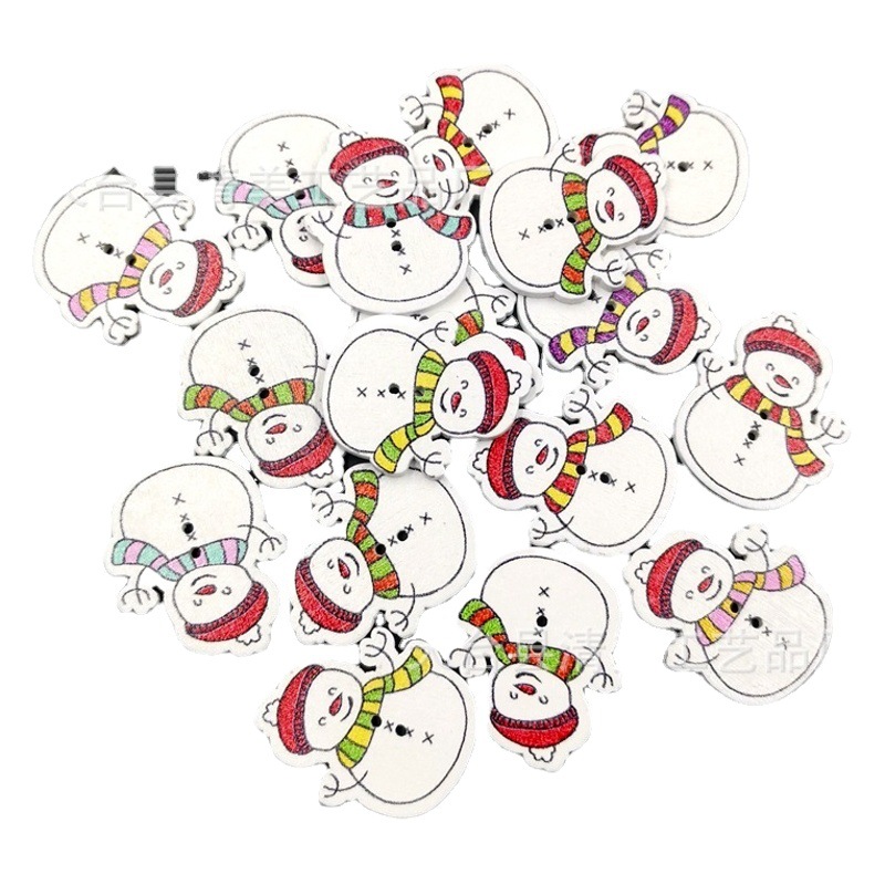 De madera de dibujos animados muñeco nieve Navidad artesanía decorativa pintada botones 50 unidades un paquete