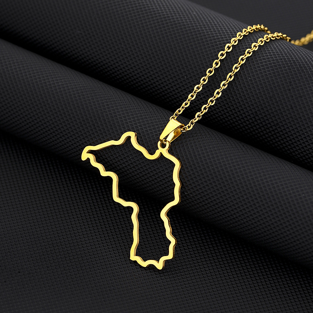 Kurdistan map pendant necklace oil drop retro men and women stainless steel pendant accessories_voghion.com