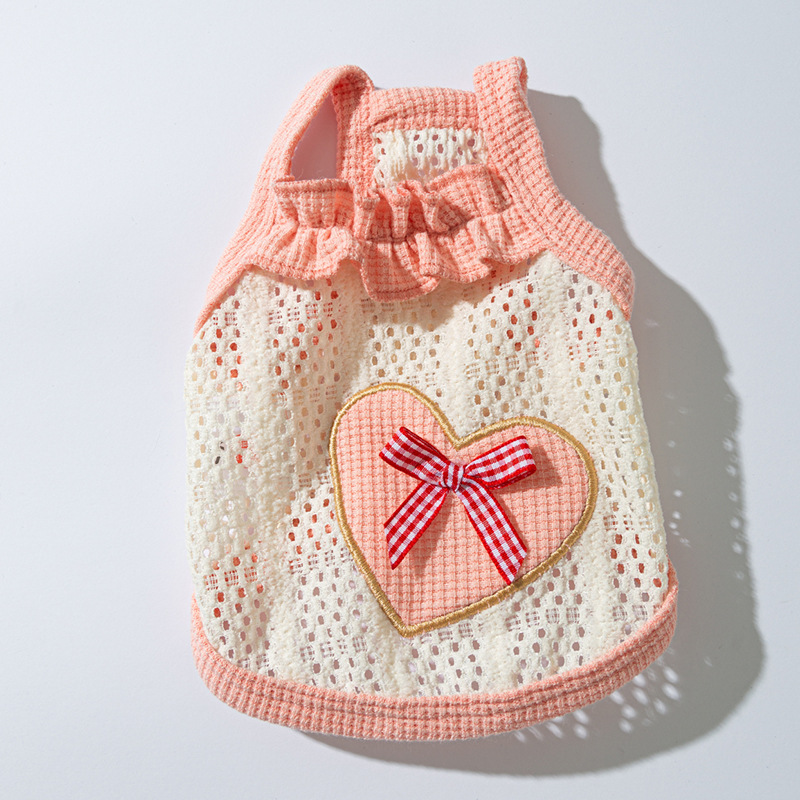 Primavera y verano perro amor arco de mariposa eslingas hueco gato damas ropa de dos patas perros pequeños y medianos ropa de perros