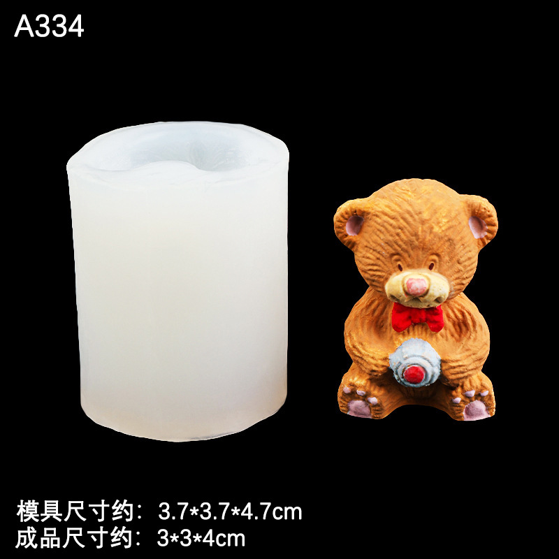 Dibujos animados sentado bola arco oso molde de silicona aromaterapia vela yeso molde hecho a mano decoración para hornear