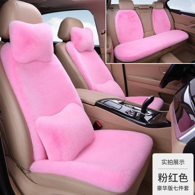 冬用ウサギ毛ぬいぐるみカーシートクッション、厚手で暖かい、車全体を半囲みにする、ウエストラインにフィットする汎用シートクッション、汎用対応|undefined