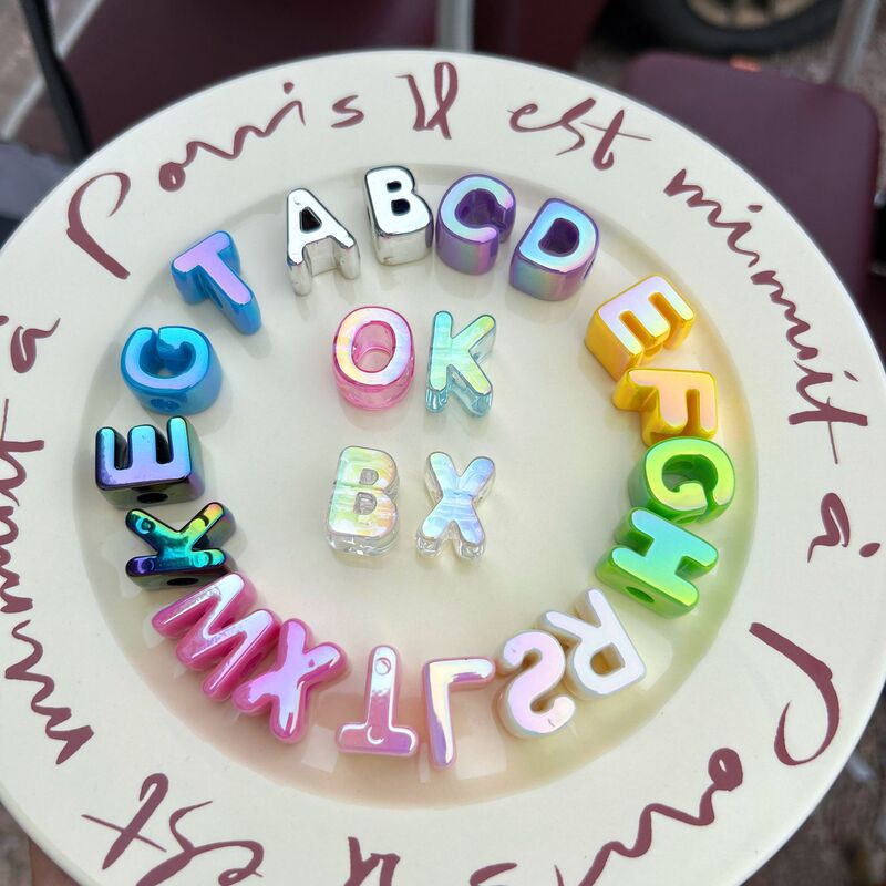 Chen Ming English Letter Beads Acrylic Large Hole Beads DIY Accessories Knitted Rope Bag Pendant Dopamine Beads