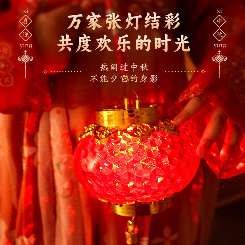 2024年新款水晶钻面发光投影红灯笼中国风喜庆阳台庭院装饰厂批发