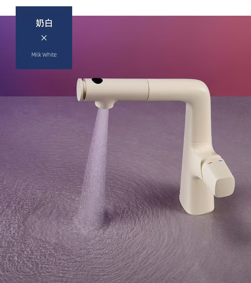 Xiaohongshu all-copper pull-out washbasin faucet, adjustable and rotatable washbasin, hot and cold bathroom faucet undefined
