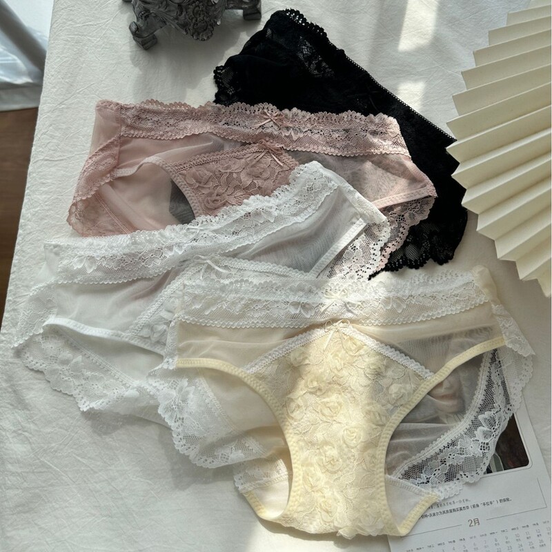 High-Quality Craftsmanship! Designer French-Style Sexy Lace Mesh Breathable Pure Cotton Crotch Girl's Mid-Waist Seamless Panties High-Quality Craftsmanship! Designer French-Style Sexy Lace Mesh Breathable Pure Cotton Crotch Girl's Mid-Waist Seamless Panties