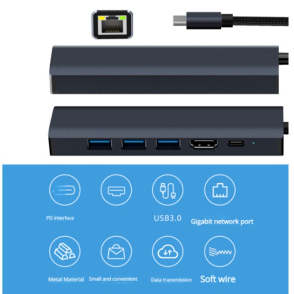 1 Piece Color: as Shown in the Picture Material: Aluminum Pd R]45 Docking Station Thunderbolt Docking Station