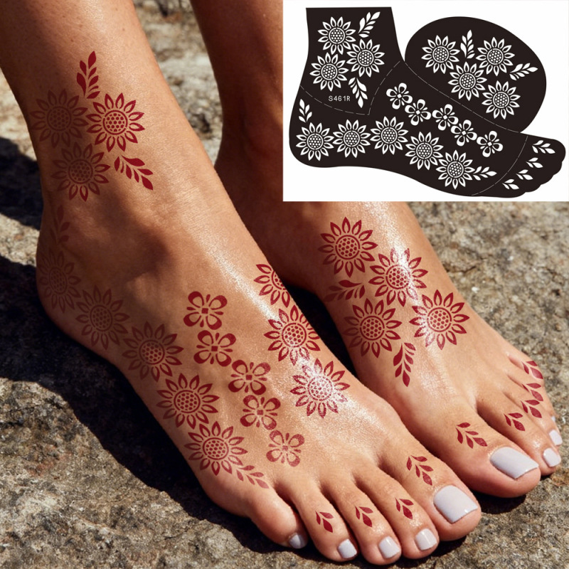 Wholesale Foot Henna Tattoo Templates Ethnic Style Hollow-Out Stickers Temporary Body Tattoo Stickers for Feet Wholesale Foot Henna Tattoo Templates Ethnic Style Hollow-Out Stickers Temporary Body Tattoo Stickers for Feet
