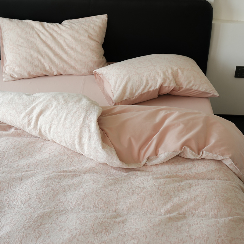 Cama de tres capas de hilo de algodón de cuatro piezas 2025 nueva ropa de cama de lujo ligera cubierta de sábanas de cama de tres piezas