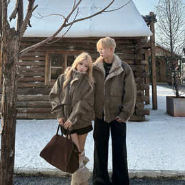 2025情侣装实拍情侣冬季鹿皮绒夹棉棉服