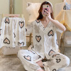 Summer pijama, cartoon trousers, cute set, with short sleeve, 3 piece set, Korean style