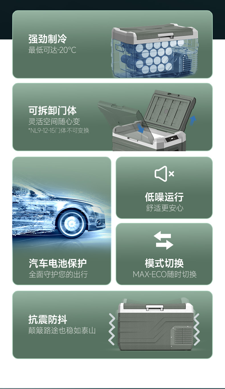9 Ice Tiger compressor car refrigerator for both car and home use, 12v24v portable NL15 dormitory mini refrigerator