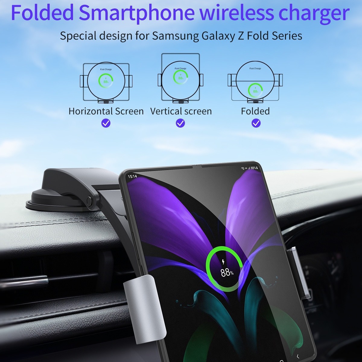 Transfronteriza S9 adecuado para Samsung fol5/4 series Xiaomi fol3 doble bobina plegable pantalla teléfono móvil soporte de coche
