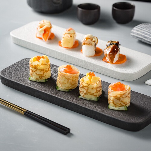 Sushi plate Japanese cuisine dessert plate rectangular flat plate Western plate ceramic household dessert tray artistic conception plate
