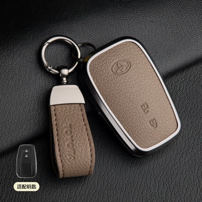 Avalon Key Covers, High-End: Car key bag - 1-elephant-gray-asian-dragon-b-style-2-button-pendant-french-goat-leather