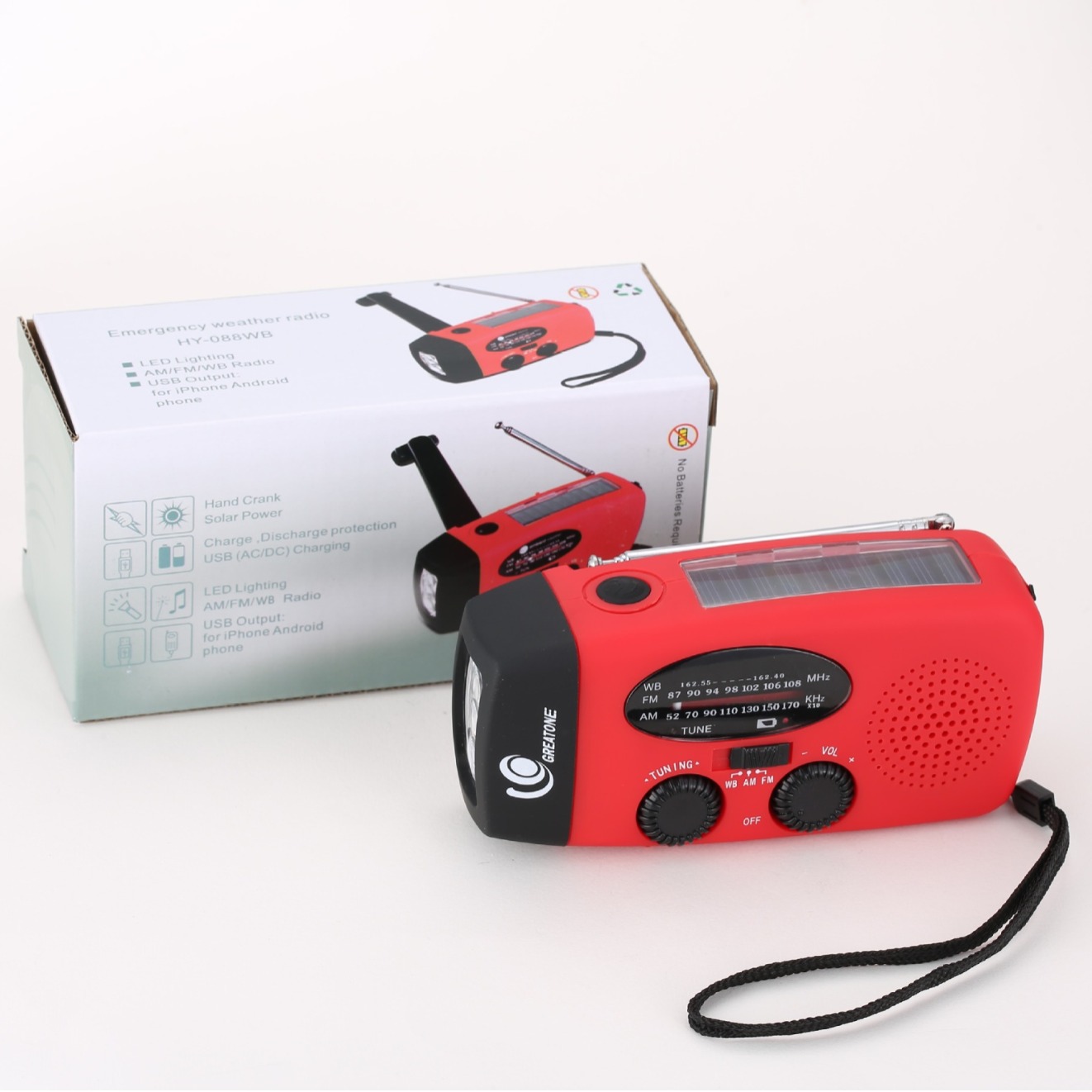 Radio Solar de Manivela Más Vendida de Amazon con Iluminación LED, Radio NOAA de Emergencia, Portátil