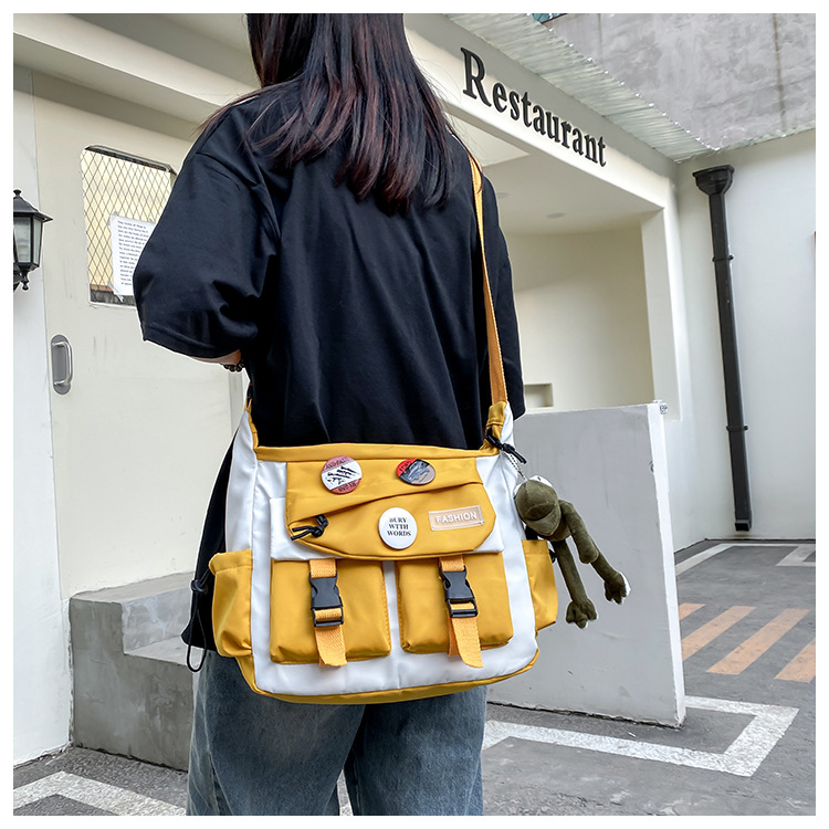 Korean ins fashion single-shoulder crossbody bag, trendy brand color sports bag, middle and high school schoolbag, college student class backpack undefined