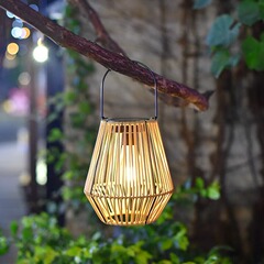 太阳能藤编灯笼庭院花园装饰户外民宿花园阳台氛围小夜灯现货批发