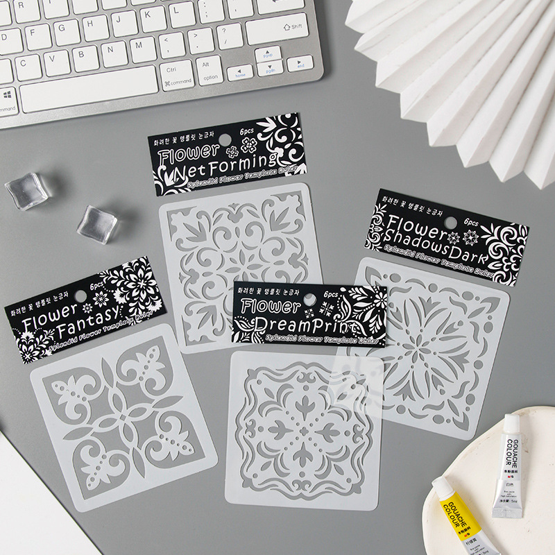 Yuexuan Beautiful Blossoms Handwritten Newspaper Hollow Painting Template Cross-Border Pet Handbook Template Painted Hollow Painting Template