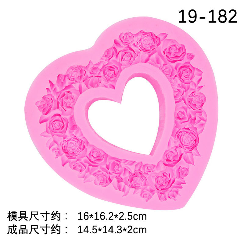 Rosa amor corazón gran guirnalda molde de silicona fondant chocolate molde de silicona epoxi arcilla suave cerámica Accesorios
