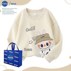 NASA卡通拉布布圆领卫衣上衣秋冬款labubu儿童休闲落肩加绒长袖