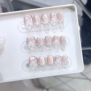 Naizi Hand-Wearing Armor Spring and Summer Cool Ice Glass Three-Dimensional Hand-Painted Small Flower Cat's Eye Nail Art Patch