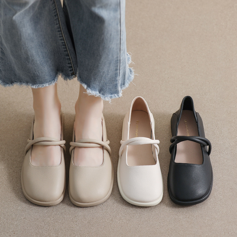 2024 neue Frühjahr und Herbst Quadratischen Kopf Weiche Sohle Einzelnen Schuhe für Frauen der Japanischen Flachen Mund Flache Sohle frauen Schuhe_voghion.com