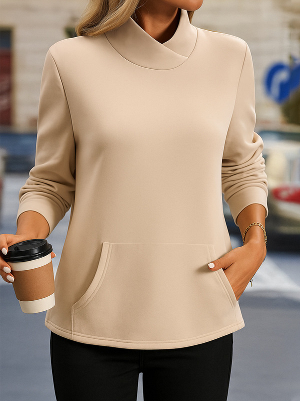 2025 外国貿易クロスボーダー新しい女性のカジュアルスタンドカラー長袖プルオーバーレギュラーソリッドカラーマルチカラー女性のスウェットシャツ|undefined