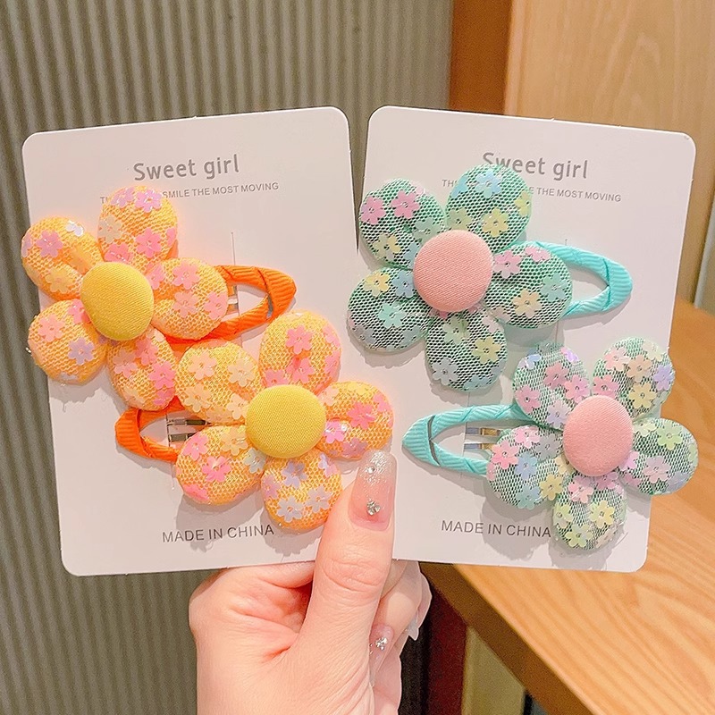 Hermosas flores para el cabello para niños coloridos dulces pinzas de cabello laterales pinzas de frangeas niñas pinzas de cabello trituradas adornamientos para el cabello