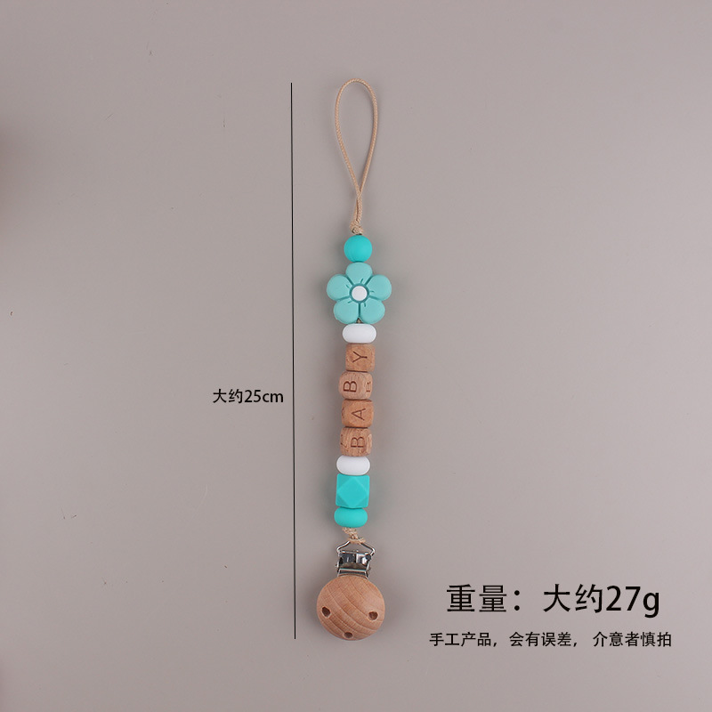 Flor simple silicona cuentas tetina cadena de tres agujeros de avele bebé tetina clip de cadena