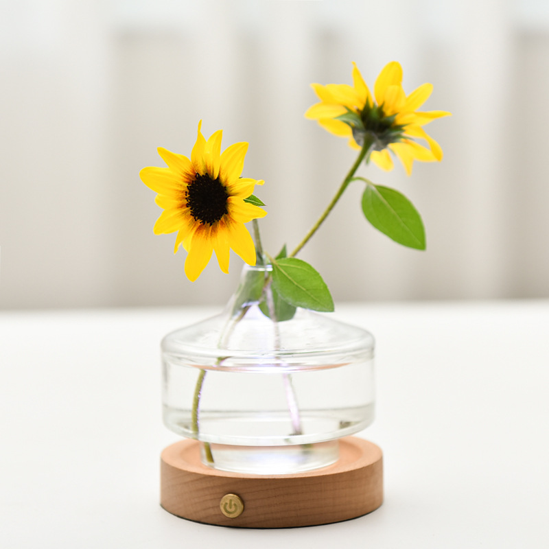 Creativo ins estilo jarrón para dormir lámpara de mesa hogar sala de estar dormitorio lámpara de noche florero hidropónico USB recargable luz de la noche