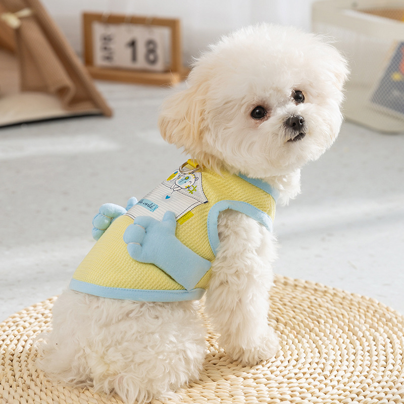 Perro de primavera y verano estilo delgado transpirable tridimensional pequeño bolsillo de mano pequeño gato chaleco de tracción Teddy Bichon ropa para perros