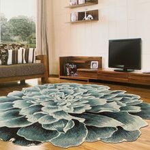 手工丁制现代简约法式抽象花朵圆形腈纶羊毛新毛客厅茶几书桌地毯