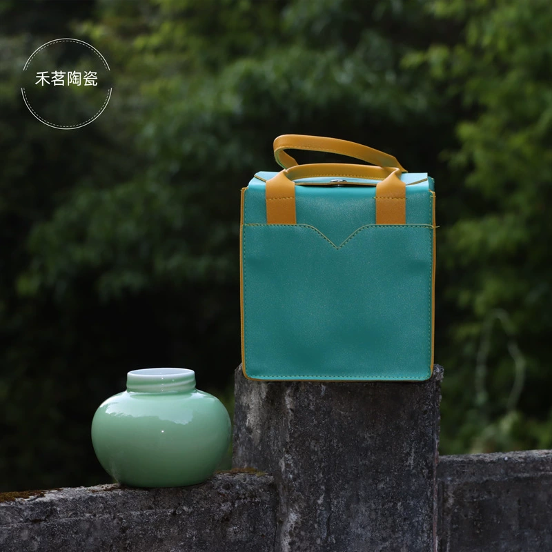 Попробуйте Yi Mei Zi Зеленая яшма Цвет Керамические чайные банки Пищевая герметизирующая паста Квадратные банки Жидкая порошкообразная паста Все можно упаковать