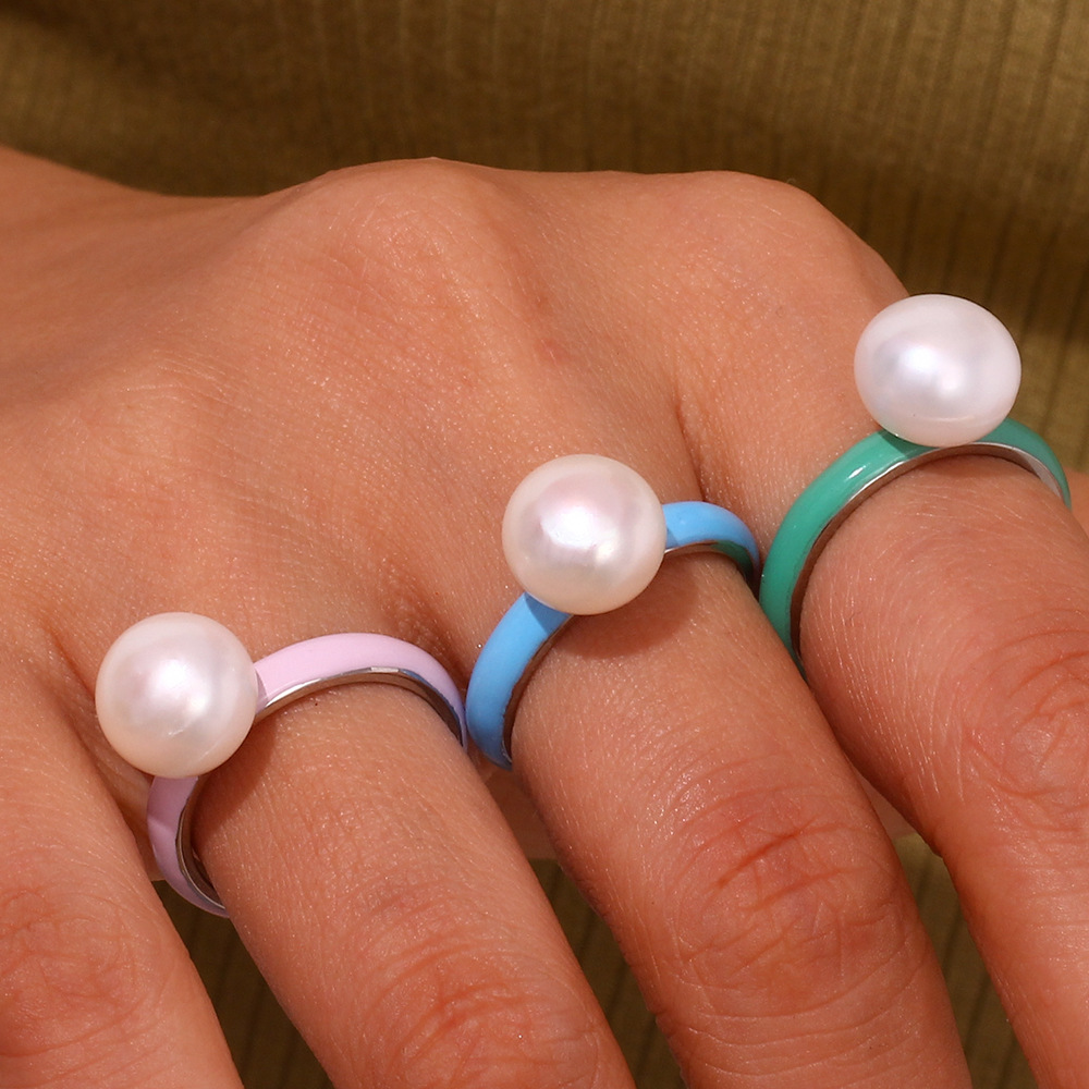 Color Dripping Steamed Bun Bead Ring