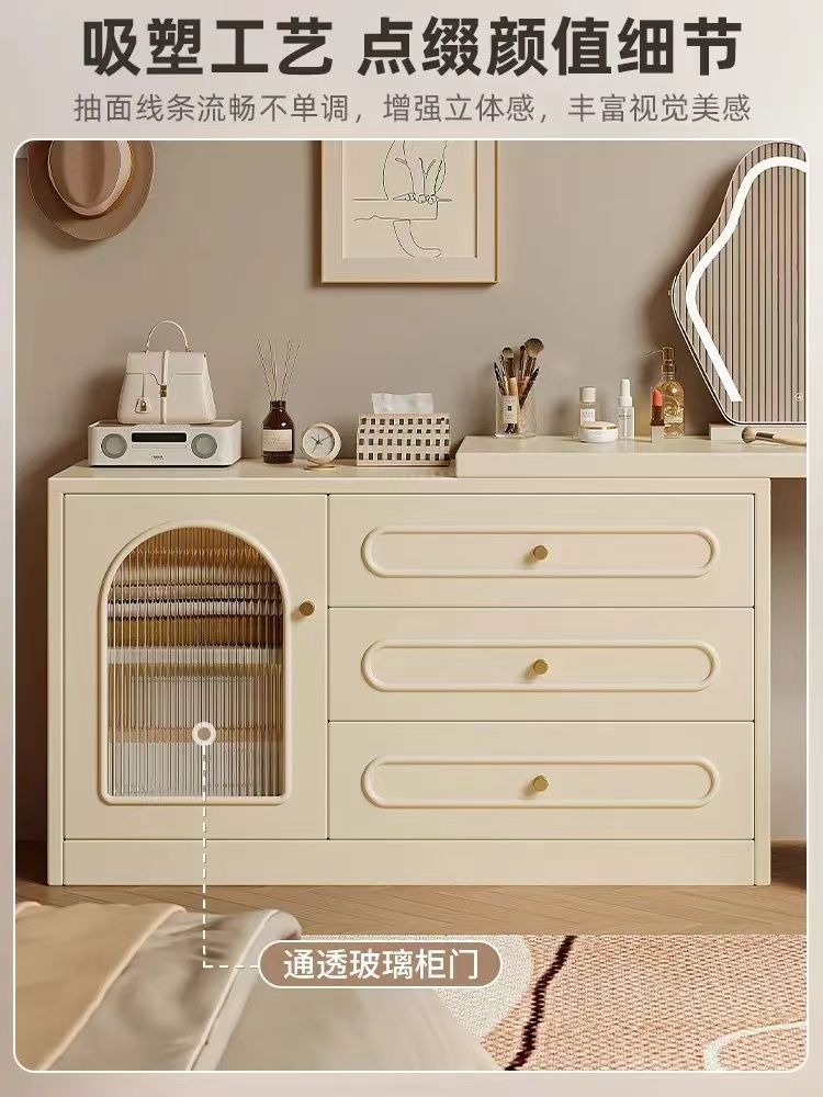 Dressing Table Bedroom Simple Modern Bedside Table Dressing Table Storage Cabinet Integrated 2024 New Cream Style Dressing Table
