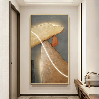石来运转玄关装饰画现代轻奢入户门口玄幻挂画抽象大气寓意好壁画