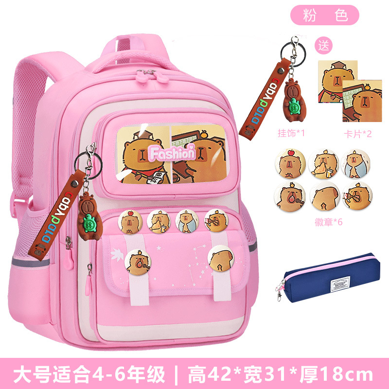 Nueva mochila escolar para niños Capibara para estudiantes de primaria, niños y niñas, grados 1,23 a 6, mochila de carga de gran capacidad