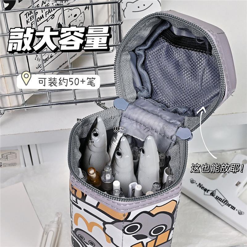 Sakaban カメペンホルダークリエイティブ面白い大容量垂直フリップカバー学生小型多機能文具収納ボックス|undefined