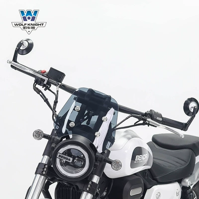 Muscle car Wolf suitable: Motorcycle front windshield - wollastonite-300-brown-25cm-high-with-navigation-bracket-rod