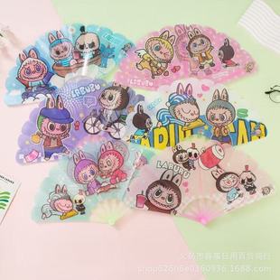 Labubu Folding 30% off Fans Portable Kindergarten Children's Handheld Small Fans Fun Summer Fans Wholesale