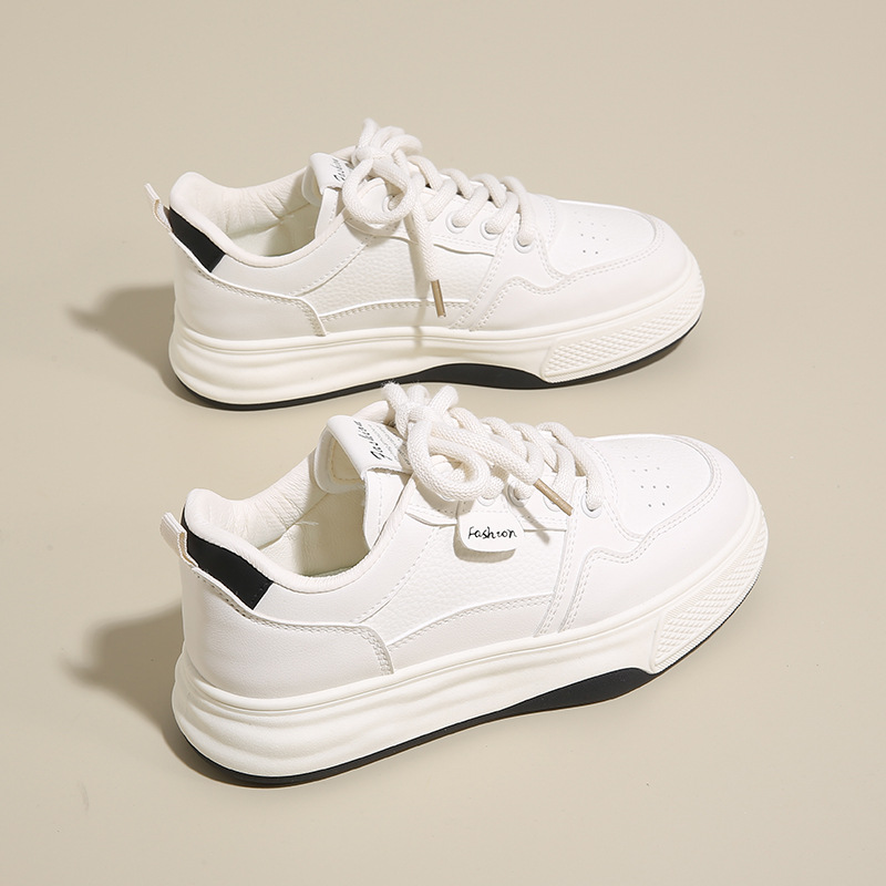2025 primavera zapatos blancos para mujeres nuevos zapatos de estilo coreano para niñas zapatos de skateboard de altura zapatos casuales H6518