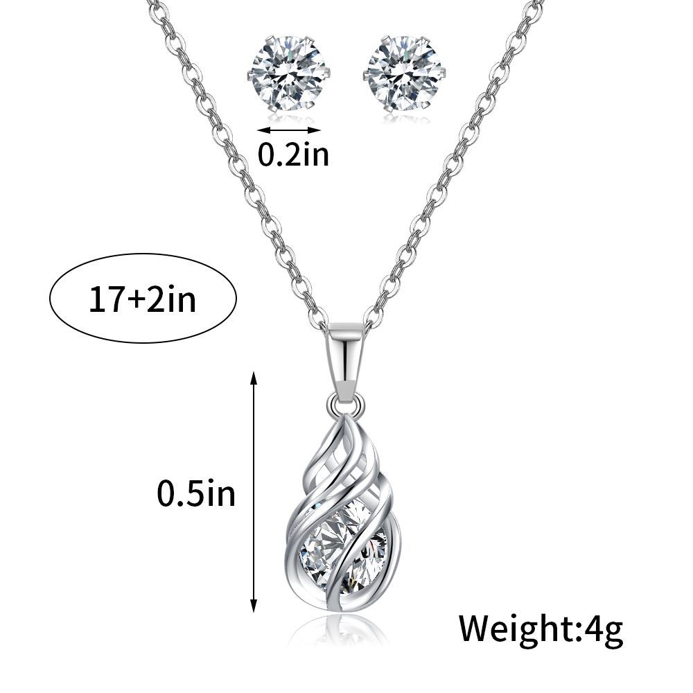 Mode Les Gouttelettes D'eau Le Cuivre Placage Incruster Zircon Femmes Des Boucles D'oreilles Collier 1 Jeu display picture 1