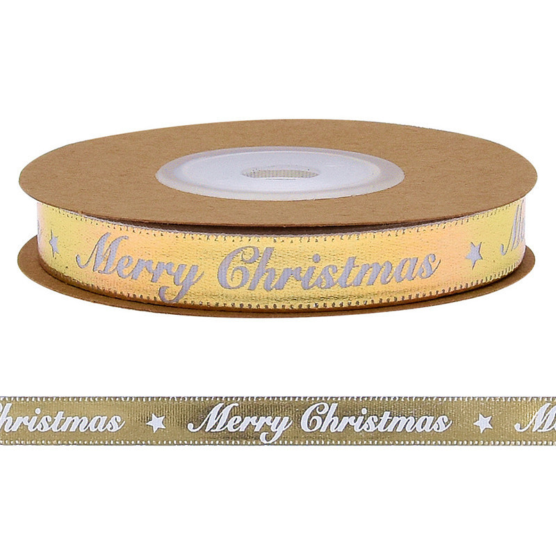 Regalos de Navidad transfronterizos estampados letras cinta impresa cinta de regalo embalaje de copo de nieve cinta de borde 10m en stock