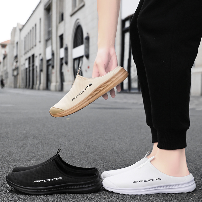 Zapatos de hombre, nuevo estilo, pantuflas para exteriores, transfronterizas, talla grande, punta cerrada, pantuflas de media caña, suela suave, zapatos casuales de poca profundidad, zapatos sin cordones, venta al por mayor