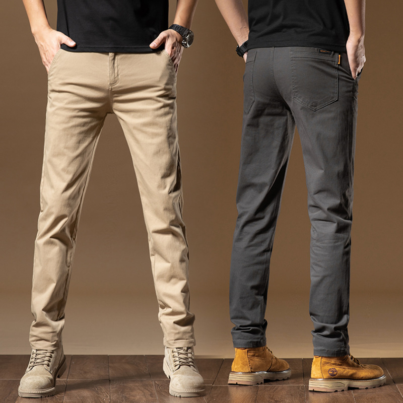 Men's summer thin cotton fitted trousers
