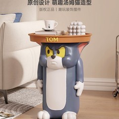 新款汤姆猫杰瑞鼠移动边几创意卧室卡通轻奢高级感床头柜落地摆件