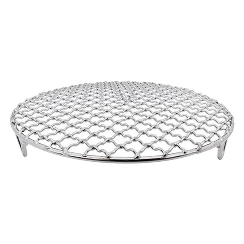 Stainless Steel Barbecue Mesh Round Grill with Feet Korean Barbecue Mesh Stainless Steel Barbecue Grate Barbecue Grill